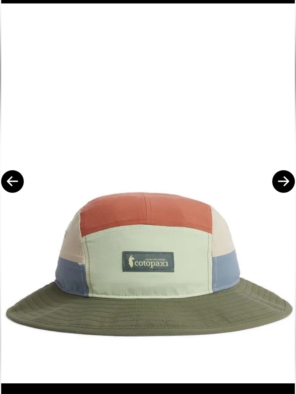 cotopaxi Colorblock Bucket Hat — Coral, Sage, Blue & Olive